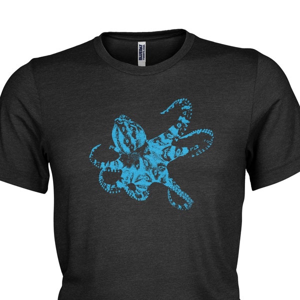 Blue ringed Octopus scuba diving T-Shirt. Mens, Ladies & kids all  sizes. 100% cotton. Zero plastic packaging.