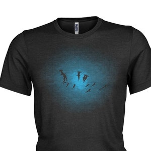 Great Hammerhead Shark shoal, deep ocean scuba diving T-shirt. Mens, Ladies & kids all  sizes. 100% cotton.