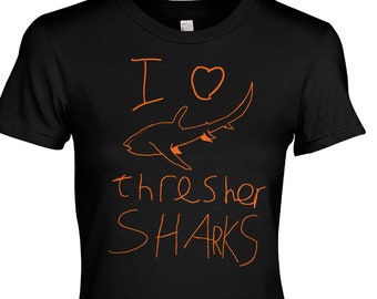 I love Thresher Sharks dive SCUBA DIVING SHARK mens T-shirt.  Mens, Ladies and Kids. 100% cotton. Zero plastic packaging.