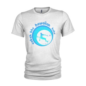 Surfer riding the waves like a pro.  Hawaiian tube surfing t-shirt.  Mens, Ladies & kids all sizes