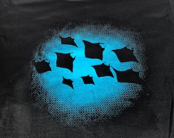 Ocean Manta Ray Night Shoal scuba diving T-Shirt. Mens, Ladies & kids all  sizes. 100% cotton.