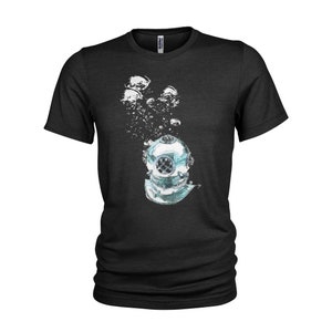 Antique diving helmet and bubbles scuba diving design inspired T-shirt Mens, Ladies & kids sizes. 100% cotton.