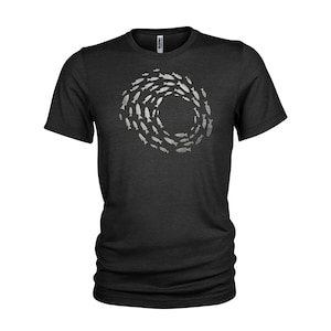 Silver Shoal - Metal effect fish shoal and Scuba diving inspired T-shirt Mens & Ladies sizes. 100% cotton.