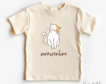 Kids Meowentine Tee, VDay Kids Gifts, Cute Kids Cat Shirt, Cat Valentine's Shirts, Kids Valentine's Shirt, Kids VDay Tee