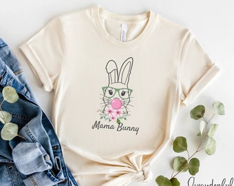 Mama Easter Shirt, Bunny With Glasses Tee, Mama Bunny Shirt, Women's Easter Day Shirts, Cute Easter Shirts, Matching Shirts, Family Easter T