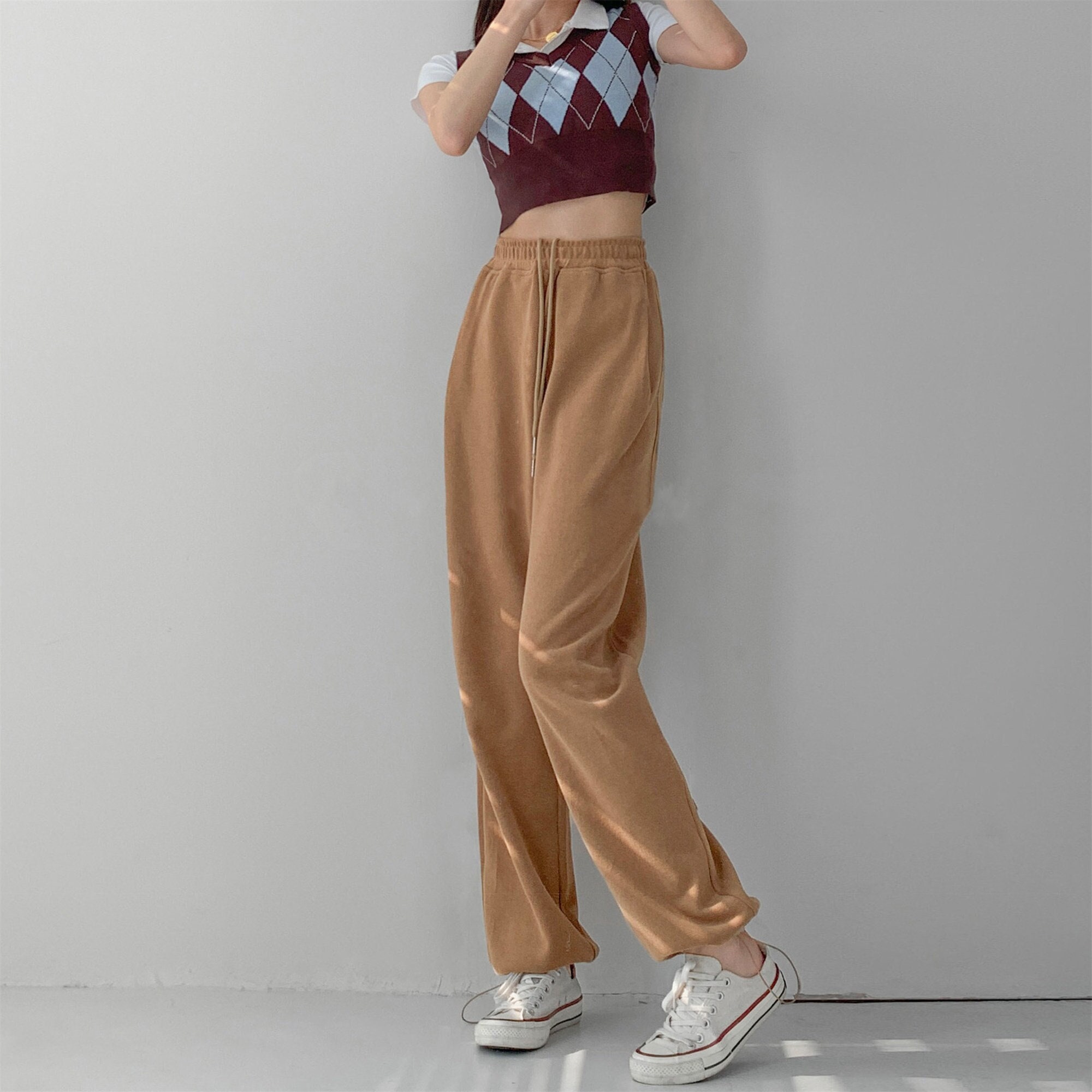 Straight Cut Sweatpants Women High 