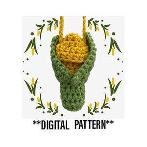 Puede incluir: Patrón de crochet para un amigurumi de maíz. El patrón es digital e incluye instrucciones para hacer una mazorca de maíz amarilla con cáscaras verdes.