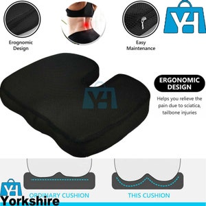 Sleepavo Navy Blue Memory Foam Seat Cushion - Office Seat Cushion for  Sciatica, Coccyx, Back, Tailbone & Lower Back Pain Relief - Butt Cushion  for