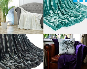 Hand stitched Crushed Velvet Fleece Blankets Bed Sofa Throws 150 x 200cm