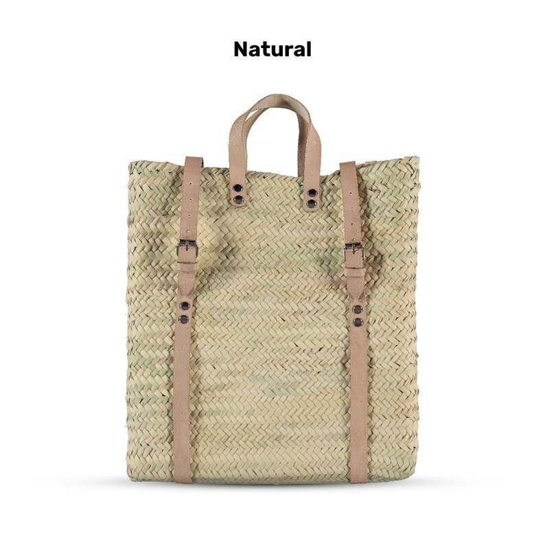 Straw Beach Bag With Leather Strap Straw Backpack Hipster Etsy