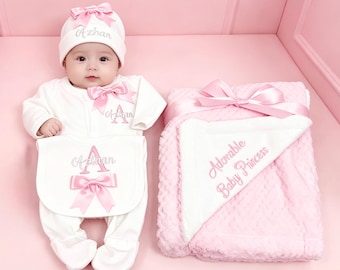 Newborn baby boy girl FULL SET is babygrow hat bib. EXTRAS Add a blanket or keepsake suitcase or accessory set or Gift box 2nd pic original