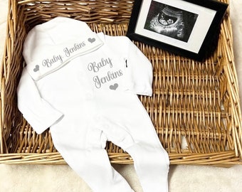 Newborn baby babygrow, hat  set, Personalised gift Mummy Auntie Nanny