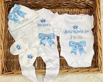 PREMATURE tiny baby  homecoming set, any name or text or character Personalised gift