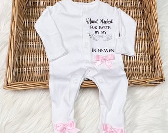 HAND PICKED FOR Earth  grandad nanny great grandparents grandparents Heaven Newborn baby homecoming sleepsuit