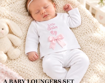 Newborn FULL SET sleepsuit Hat headband mitts. Or Baby Loungers set. EXTRAS add a blanket or suitcase or gift box or Teddy 2nd pic original