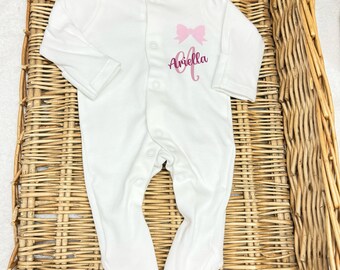 Newborn baby girl clothes  homecoming set, sleepsuit, personalised gift