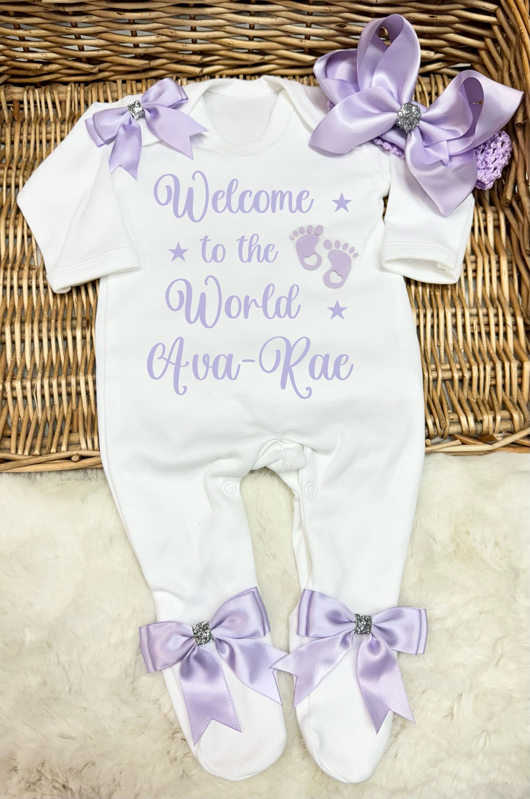 Baby Boy, Sleep Suit, Romper Newborn or 03 Months Only With Exclusive Luxury Bows Etsy