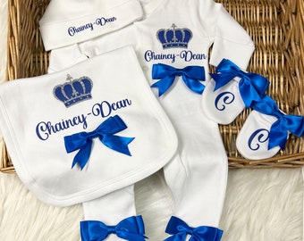 Newborn baby homecoming sleepsuits set any name, Personalised gift