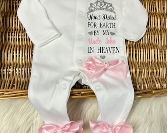Hand picked for Earth Newborn baby homecoming sleepsuit , any name Mum Nanny Auntie