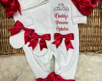 Daddy’s Princess Newborn baby homecoming set, any name or text or character Personalised gift