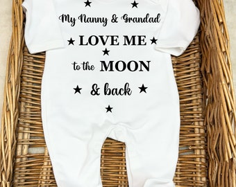My mummy, daddy, auntie, nanny, grandad, uncle, family love me to the moon and back any person Romper