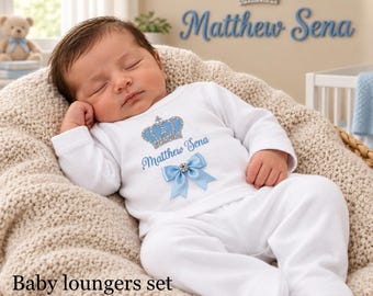 Newborn FULL SET sleepsuit mitts bib hat. Or Baby Lounger set. EXTRAS add blanket or Teddy or Taggie suitcase or gift box 2nd pic original