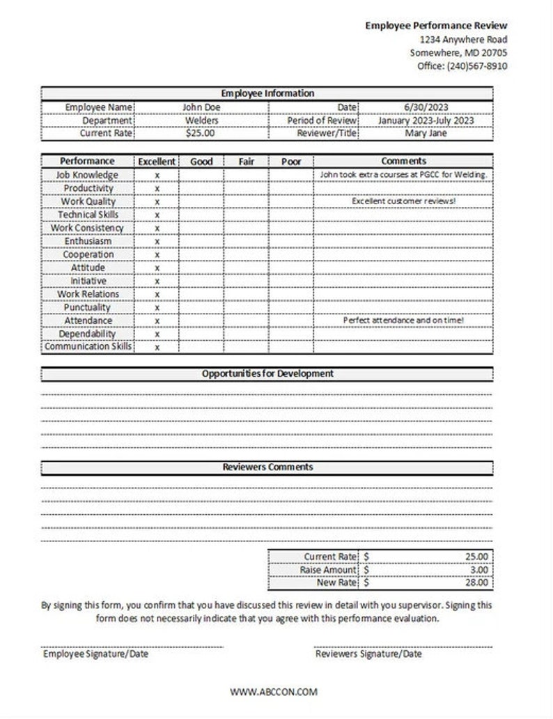 Employee Performance Review Template - Etsy