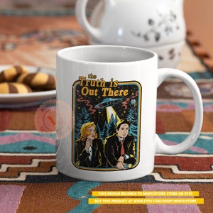 X File The Truth is Out There Ceramic Mug - Dana Scully and Fox Mulder Coffee Cup - Dishwasher and Microwave Safe