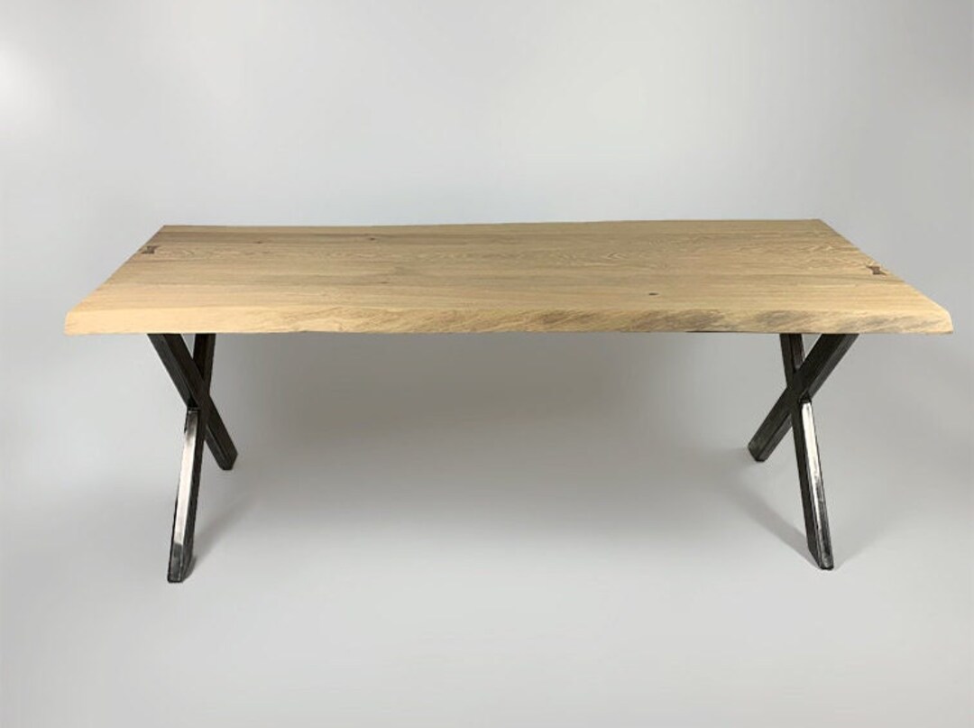 Solid Oak Industrial Dining Table Etsy