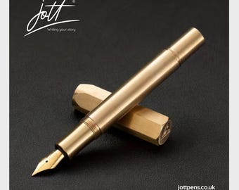 Füllfederhalter aus massivem Messing, minimalistischer Luxus-Schreibstift, Geschenk für Schriftsteller