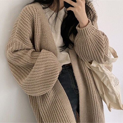 MangotreeByWei Women's Chunky Oversized Cardigan, Plus Size Casual Cozy Knitted Cardigan, Thick Long Warm Sweater, Women's Cable Knit Open Front Sweater