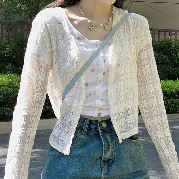 Spring Hollow Elegant Cardigan Lace Jacket Summer Cardigan - Etsy