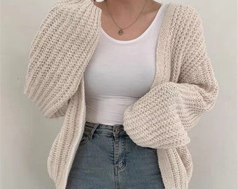 Original Cardigan for women Oversized knitted cardigan Classic women's jacket casual wear Warm autumn staff Women's knitted hooded sweater.