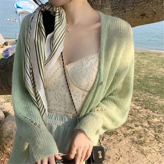 MangotreeByWei Oversized Cardigan, Ladies Thin Plus Size Casual Comfortable Knit Cardigan, Spring Knit Sweater, Street Aesthetic Crochet Cardigan