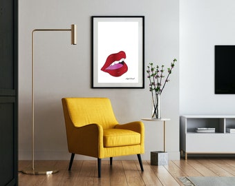 Hot Lips Abstrakte Kunst Digitaler Download A3