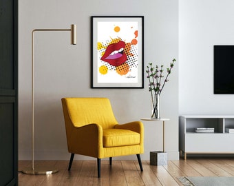 Hot Lips Pop Art druckbare Wandkunst