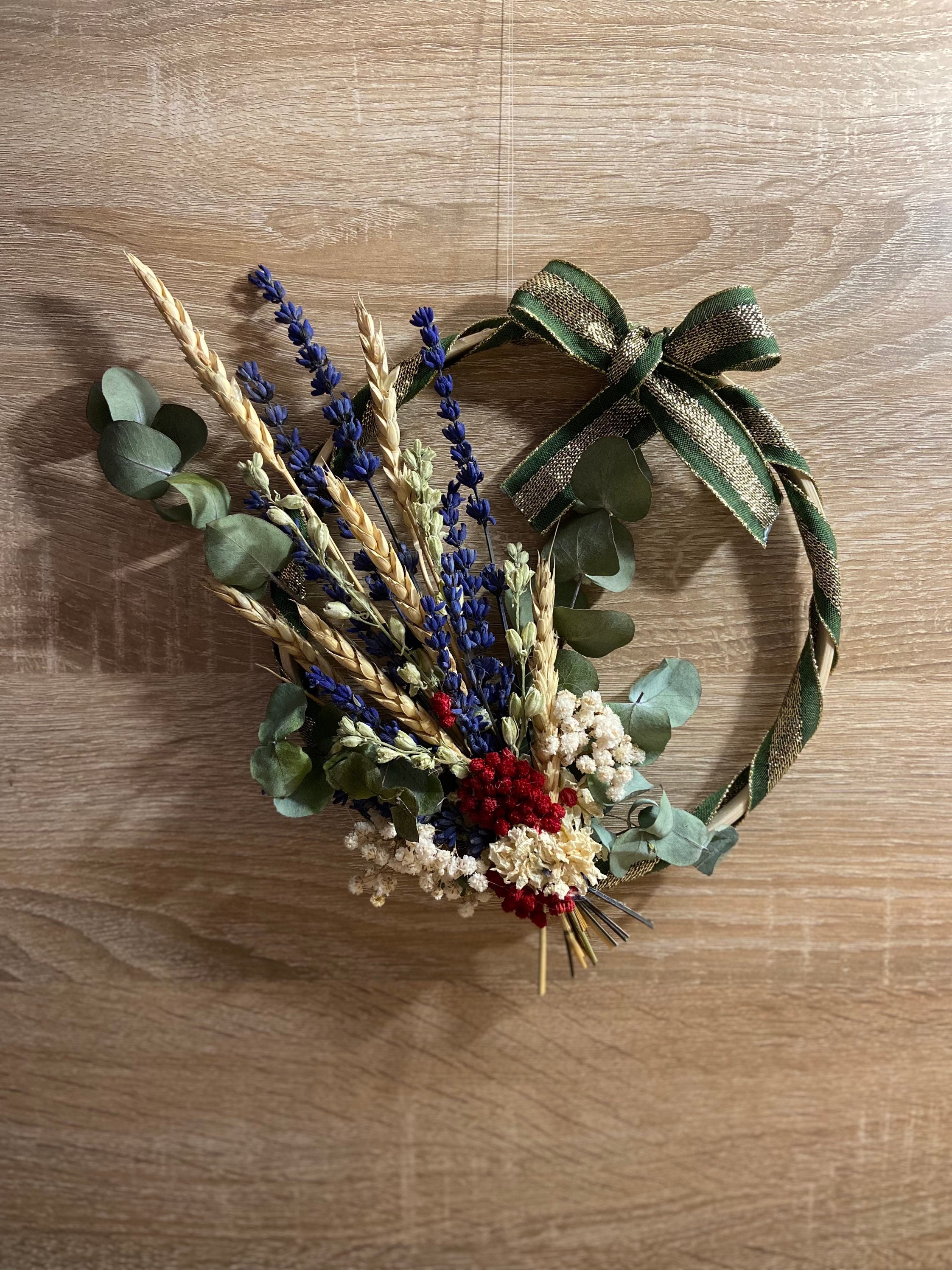 Couronne de Fleurs Séchées Bleues Pour Décoration d'intérieur