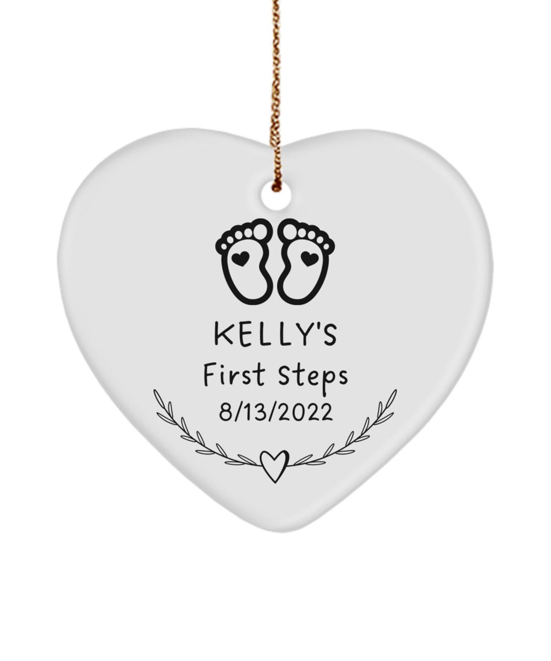 Custom Baby Heart Ornament, Baby First Gifts, Baby First Steps