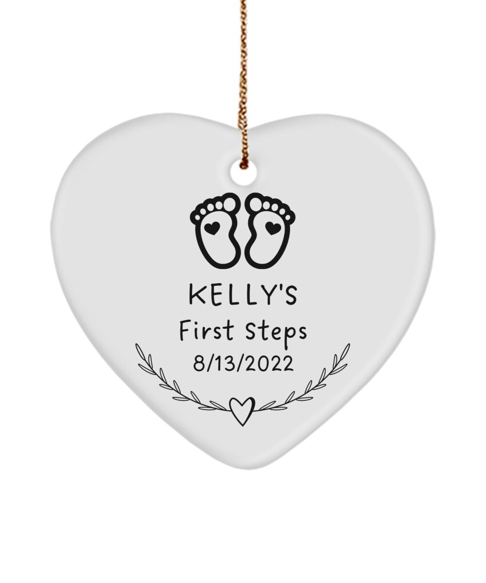 Custom Baby Heart Ornament, Baby First Gifts, Baby First Steps