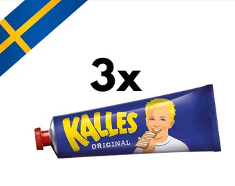 Kalles Kaviar 3 Tubes of Swedish Smoked Cod Roe Spread, Swedish Food.
