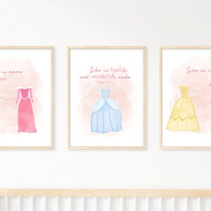Princess Scripture Nursery Set | Baby Girl Nursery Theme | Little Girl Room Art | Princess Prints | Princess Bedroom | Pastel Prints