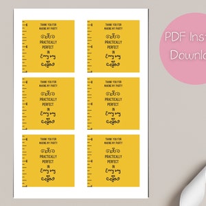 Mary Poppins Printable Gift Tags | Instant Download | Kid&#39;s Birthday Decor | 3&quot; Favor Tags | Party Supplies | Mary Poppins Decor |