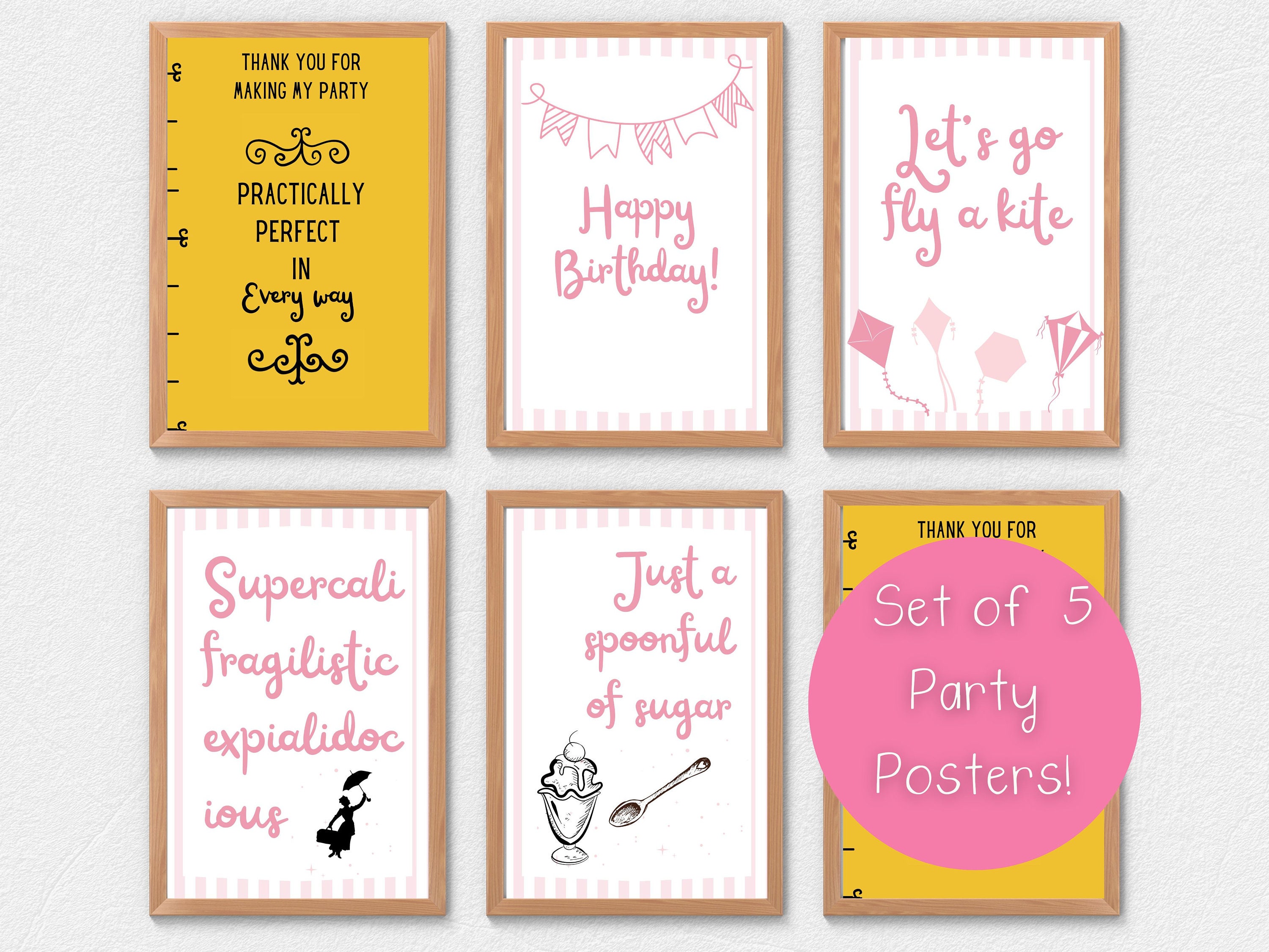 Mary Poppins Printable Party Posters Digital Download Kid's Birthday ...