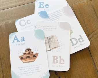 Christian Alphabet Flash Cards I ABC Cards I Christian Decor | Watercolor Decor | Digital Print | Kid's Room Decor | Sunday School Art