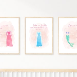 Custom Princess Scripture Nursery Set | Baby Girl Nursery Theme | Little Girl Room Art | Princess Prints | Aurora | Ariel | Elsa