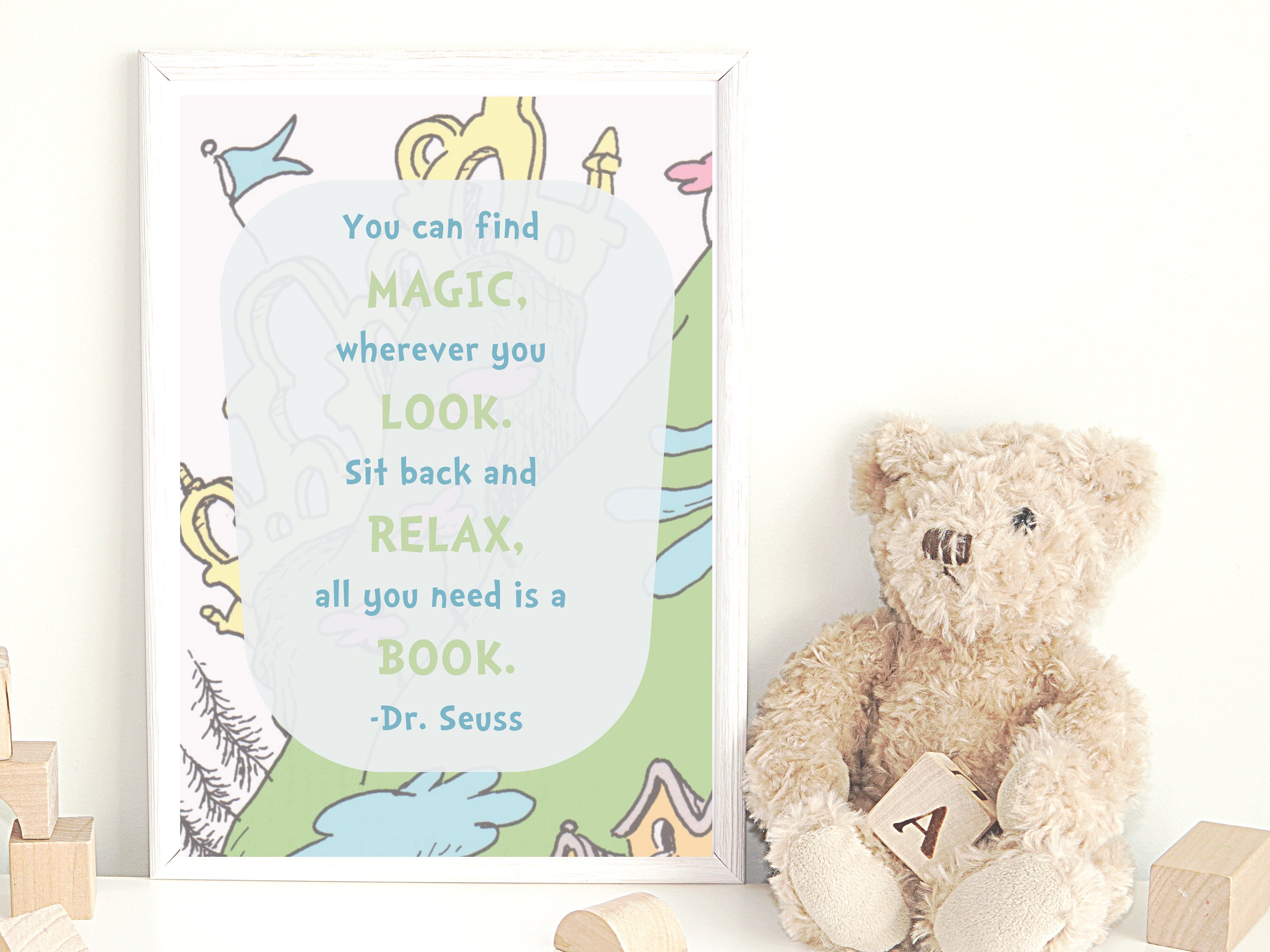 Dr. Seuss Poster Set Oh the Places You'll Go Pastel Kids' Room Decor ...