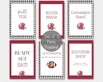 Alabama Printable Party Posters| Digital Download | Football Party | 8x10 Party Signs | Crimson & Gray Sports Party| BAMA Signs | Roll Tide