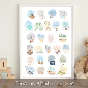 Christliche Alphabet Buchstaben | Bibel ABC es | Alphabet Poster | Digitaldruck