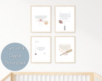 Custom Christian Sports Nursery Set | Boy Nursery Decor | Scripture Sports Art | Wall Art for Kids | Baseball | Football | Golf | Basketball