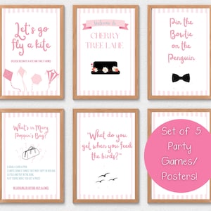 Giochi di società stampabili di Mary Poppins / Download digitale / Arredamento compleanno per bambini / Segni di festa 8x10 / Cucchiaio di zucchero / Segni di Mary Poppins